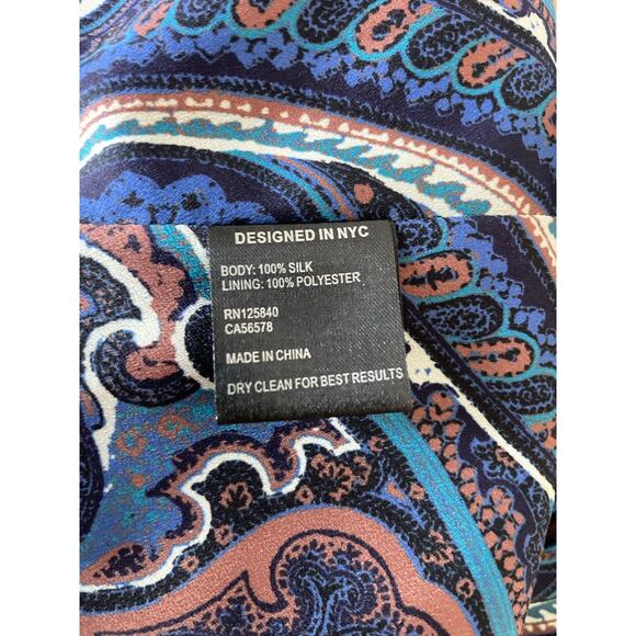 Intermix Mury 100% Silk Paisley Print Tiered Maxi Dress in Blue Boho Size Small - Picture 10 of 10